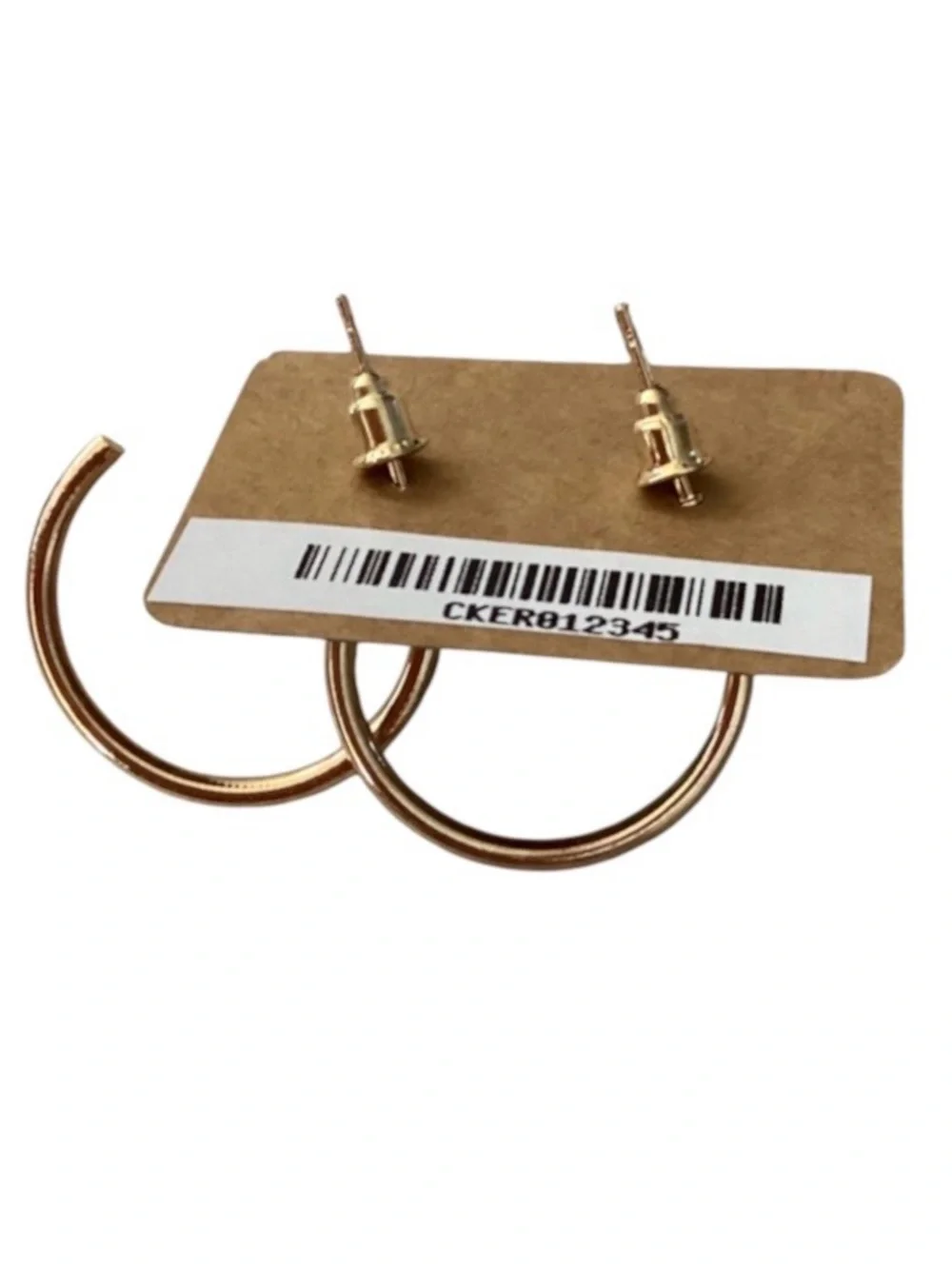 Solid Gold Tone Open Hoop Stud Earrings (NWT)
